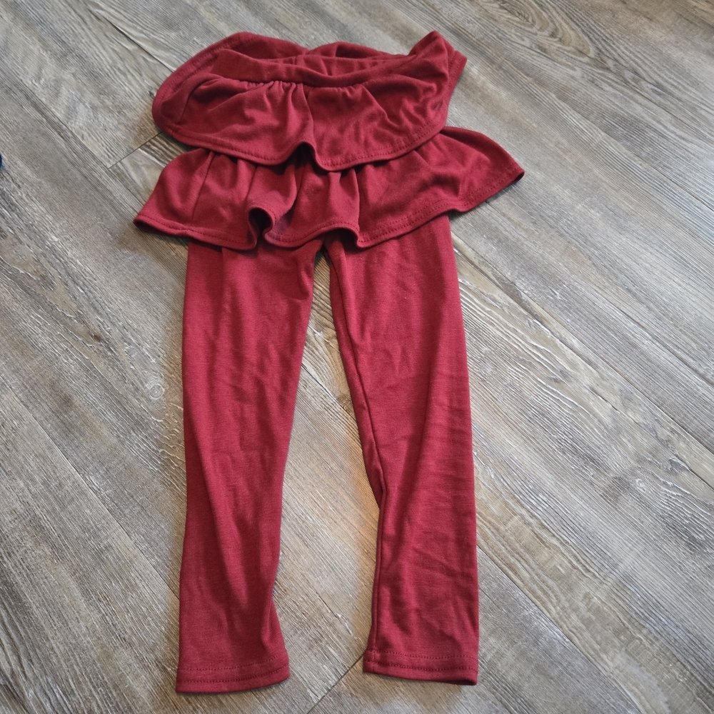 3T Red Ruffle Skirt-Legging for Girls